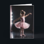 Ballerina Birthday For Granddaughter Card<br><div class="desc">Little girl in a pink tutu and dancing ballet slippers posing in a dance studio.
Text can be changed.</div>