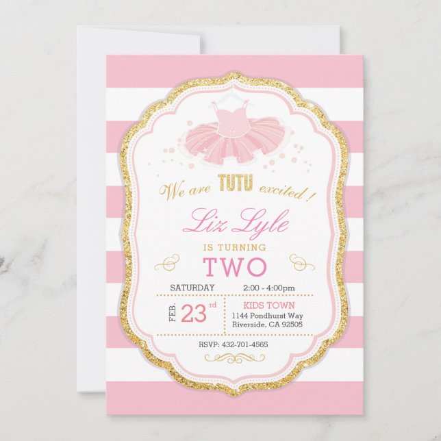 Ballerina birthday invitation (Front)