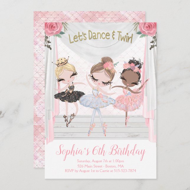 Ballerina Birthday Invitation (Front/Back)