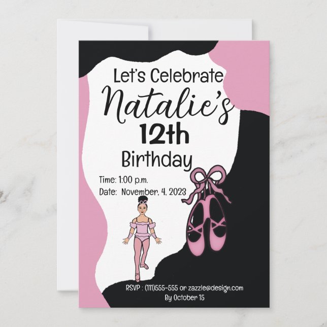 Ballerina Birthday Invitation #2 (Front)