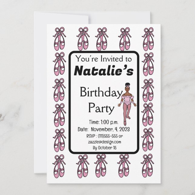 Ballerina Birthday Invitation #3 (Front)