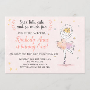 Ballerina Birthday Invitation Tutu Cute