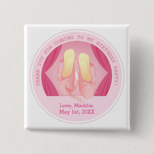 Ballerina birthday party 15 cm square badge