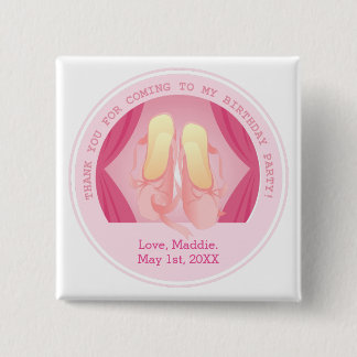 Ballerina birthday party 15 cm square badge
