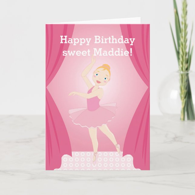 Ballerina birthday party card (Front)