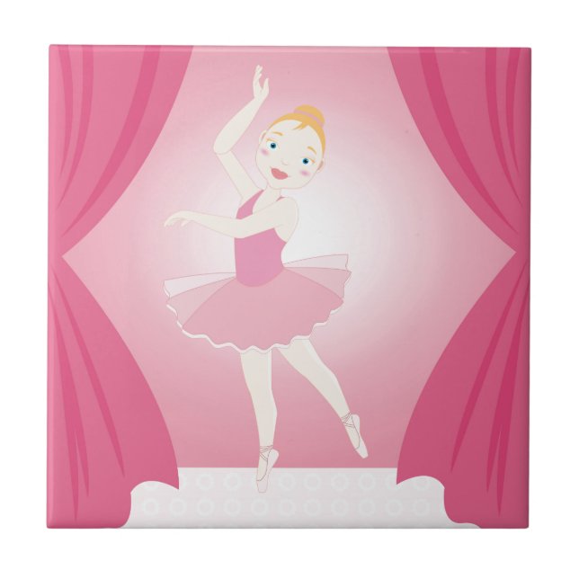 Ballerina birthday party ceramic tile (Front)