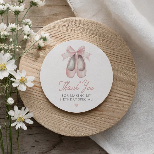 Ballerina Birthday Party Classic Round Sticker (Creator Uploaded)