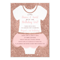 Ballerina Birthday Party Invitation, Rose Gold