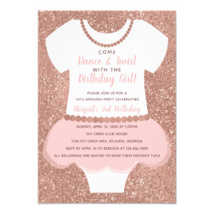 Ballerina Birthday Party Invitation, Rose Gold Invitation