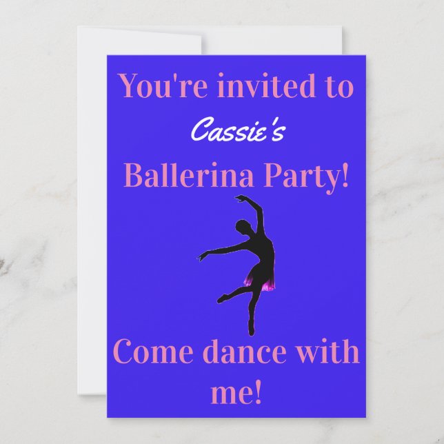 Ballerina Birthday Party Invitations (Front)