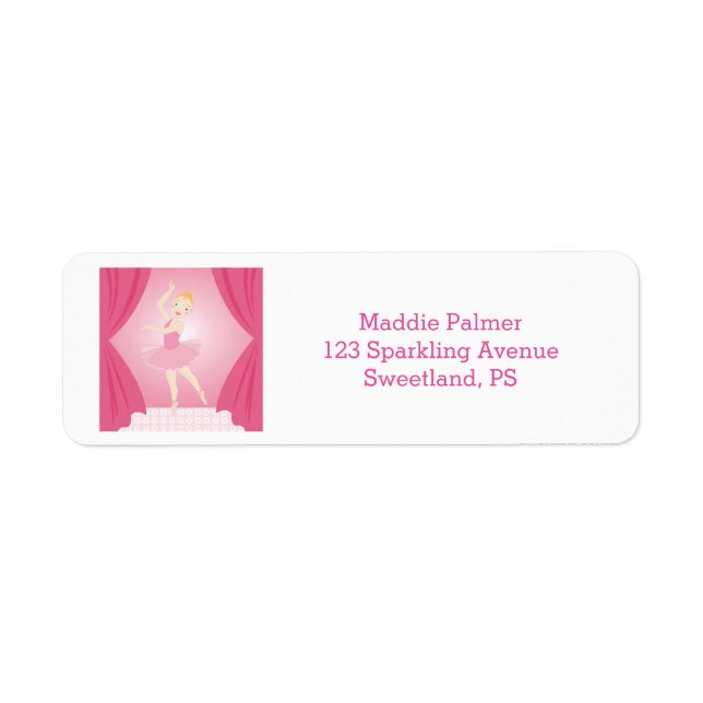 Ballerina birthday party return address label (Front)