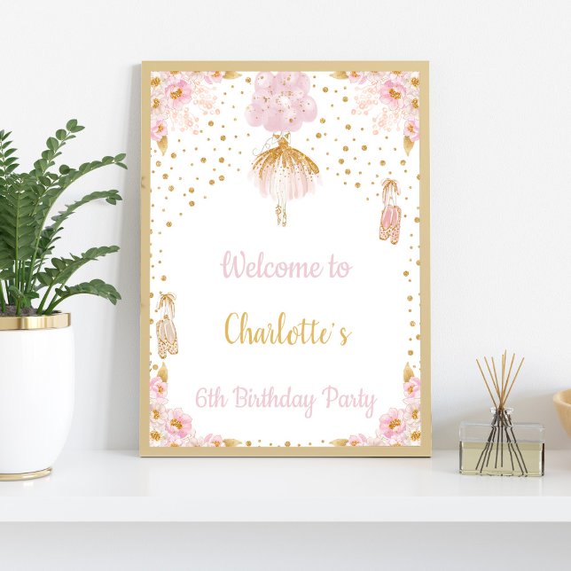 Ballerina Birthday Welcome Sign (Ballerina Birthday Welcome Signs)