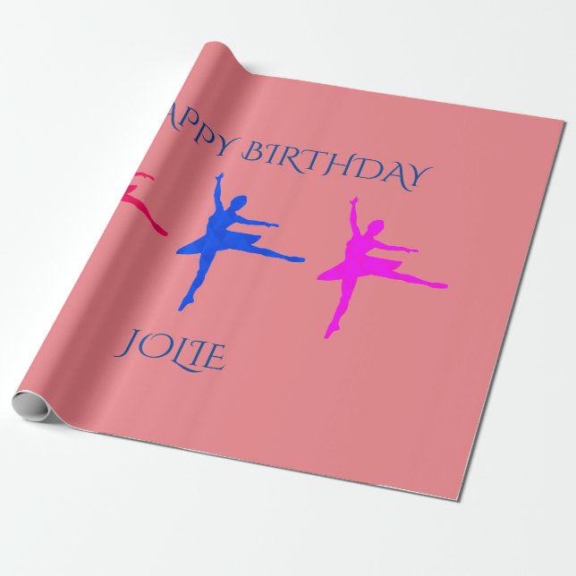 Ballerina birthday wrapping paper.  Custom name. Wrapping Paper (Unrolled)