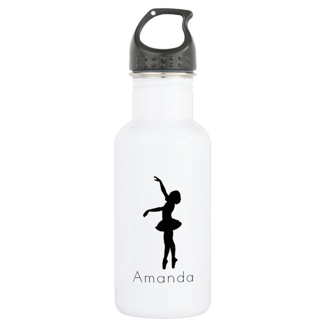 Ballerina Black Silhouette Personalised 532 Ml Water Bottle (Front)