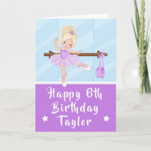Ballerina Blonde Hair Girl Purple Happy Birthday C Card