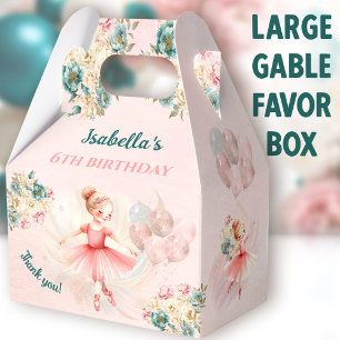 Ballerina Blonde Pink Floral Girl Birthday Large Favour Box
