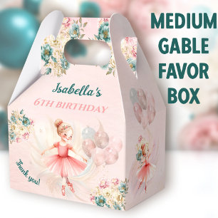 Ballerina Blonde Pink Floral Girl Birthday Medium Favour Box