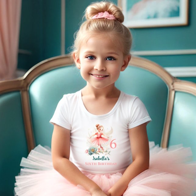 Ballerina Blonde Pink Teal Name Birthday Girl Toddler T-Shirt (Ballerina Blond Pink Teal Name Birthday Girl Toddler T-shirt)