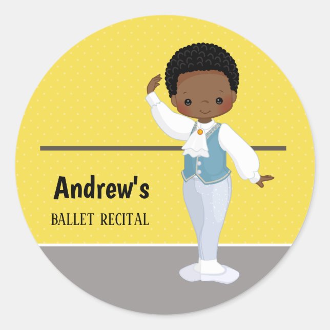 Ballerina boy - choose background colour classic round sticker (Front)