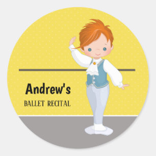 Ballerina boy - choose background colour classic round sticker