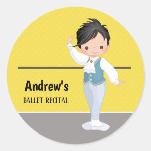 Ballerina boy - choose background colour classic round sticker