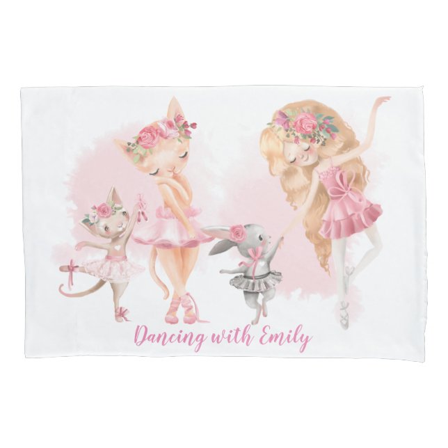 Ballerina, Bunny and Cats Dancing pillowcase (Front)