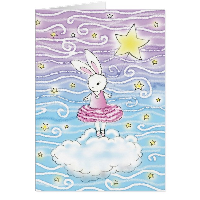 Ballerina Bunny Fantasy Art Blank Card (Front)