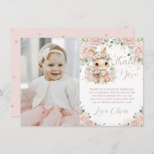 Ballerina Bunny Rabbit 1st 2nd 3rd Birthday Photo Thank You Card