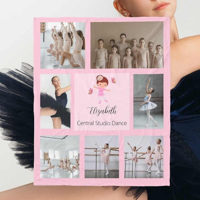Ballerina Butterfly Photo Collage Fleece Blanket (Ballerina Butterfly Photo Collage Fleece Blanket)