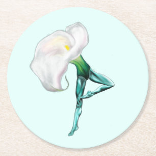 Ballerina Calla Lily Ballet Dancer Paper Coaster