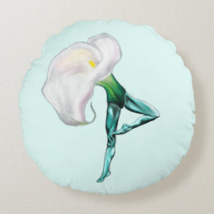 Ballerina Calla Lily Ballet Dancer Round Pillow
