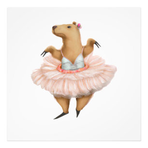 Ballerina Capybara in Pink Tutu Skirt Photo Print