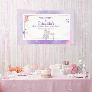 Ballerina Cat Kids Birthday Party Banner