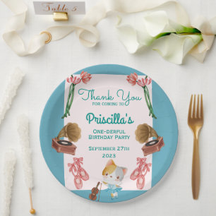 Ballerina Cat Kids Birthday Party Paper Plate