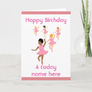 Ballerina, childs birthday card add name age front