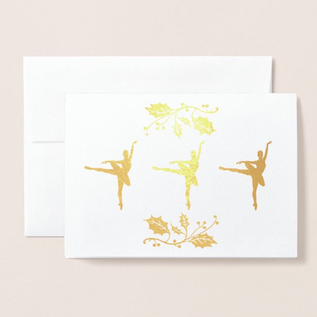 Ballerina Christmas Foil Card (Front With Envelope)