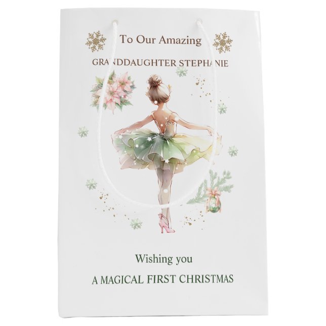 Ballerina Christmas Gift Bag (Front)