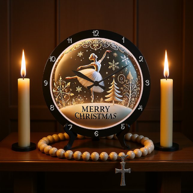 Ballerina Christmas  Large Clock (Creator Uploaded)