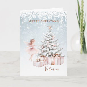 Ballerina Christmas Tree Snowflakes Card