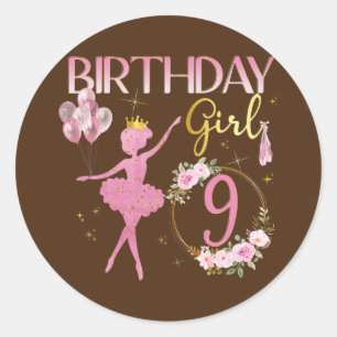Ballerina Classic Ballet Dancer Birthday Party Round Sticker