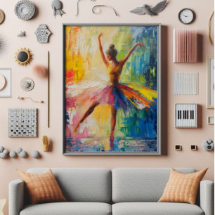 Ballerina Colourful Abstract Art Photo Print