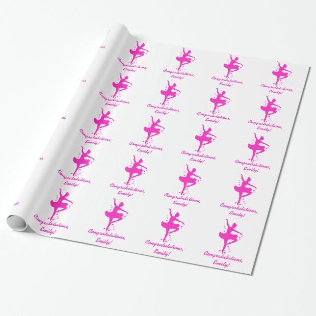 Ballerina Congratulations Name Customisable Wrapping Paper (Unrolled)