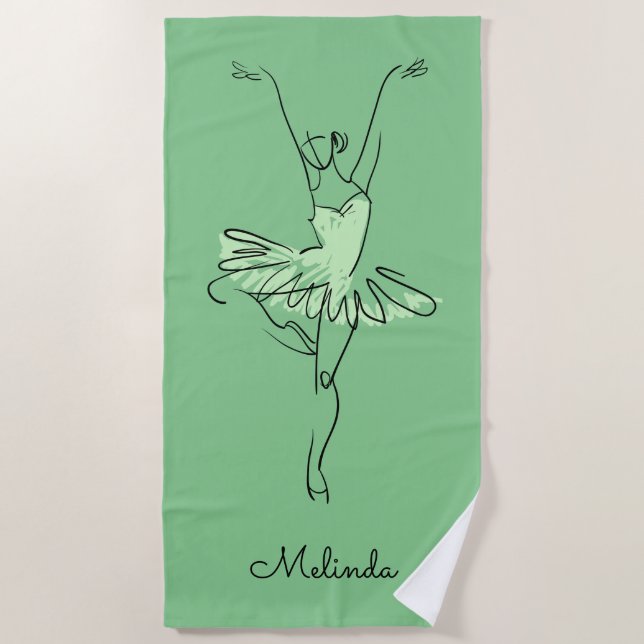 Ballerina custom name & colour beach towel (Front)