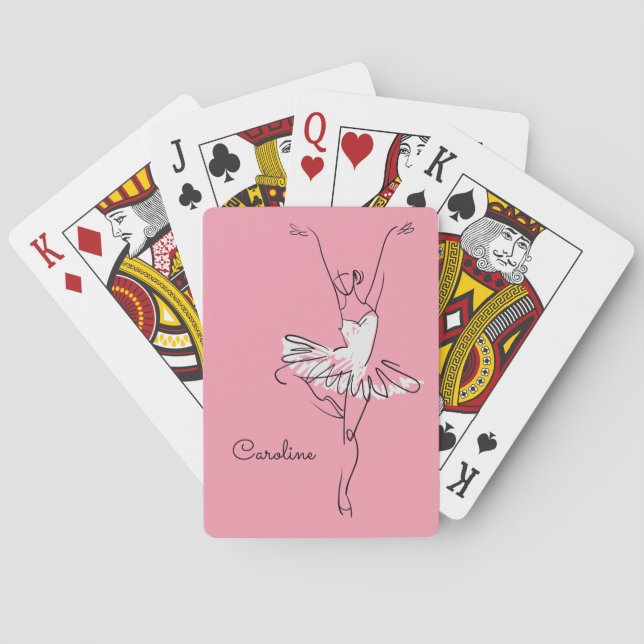 Ballerina custom name & colour playing cards (Back)