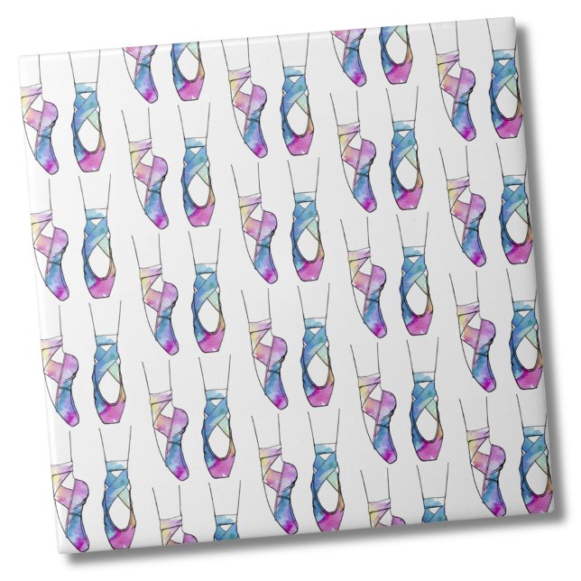Ballerina Cute Ballet Ceramic Tile (Cute Watercolor Dancing Ballerina Ballet Shoes Ceramic Tile)