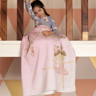 Ballerina Cute Pink Girl Modern Fleece Blanket