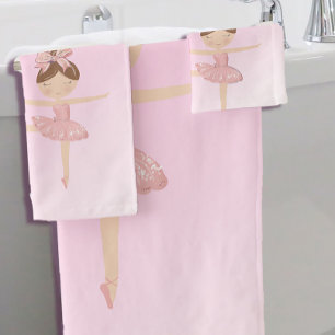 Ballerina Cute Pink Modern  Bath Towel Set