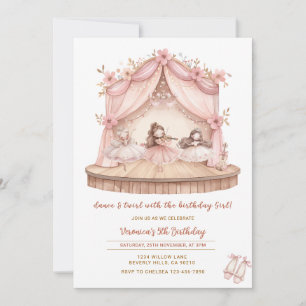 Ballerina Dance and Twirl 5th Birthday Girl  Invitation