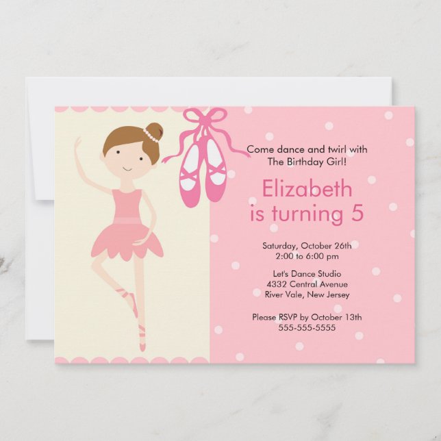 Ballerina Dance Birthday Invitation (Front)