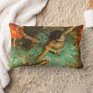 Ballerina Dance Green Dancer Edger Degas Painting Lumbar Cushion